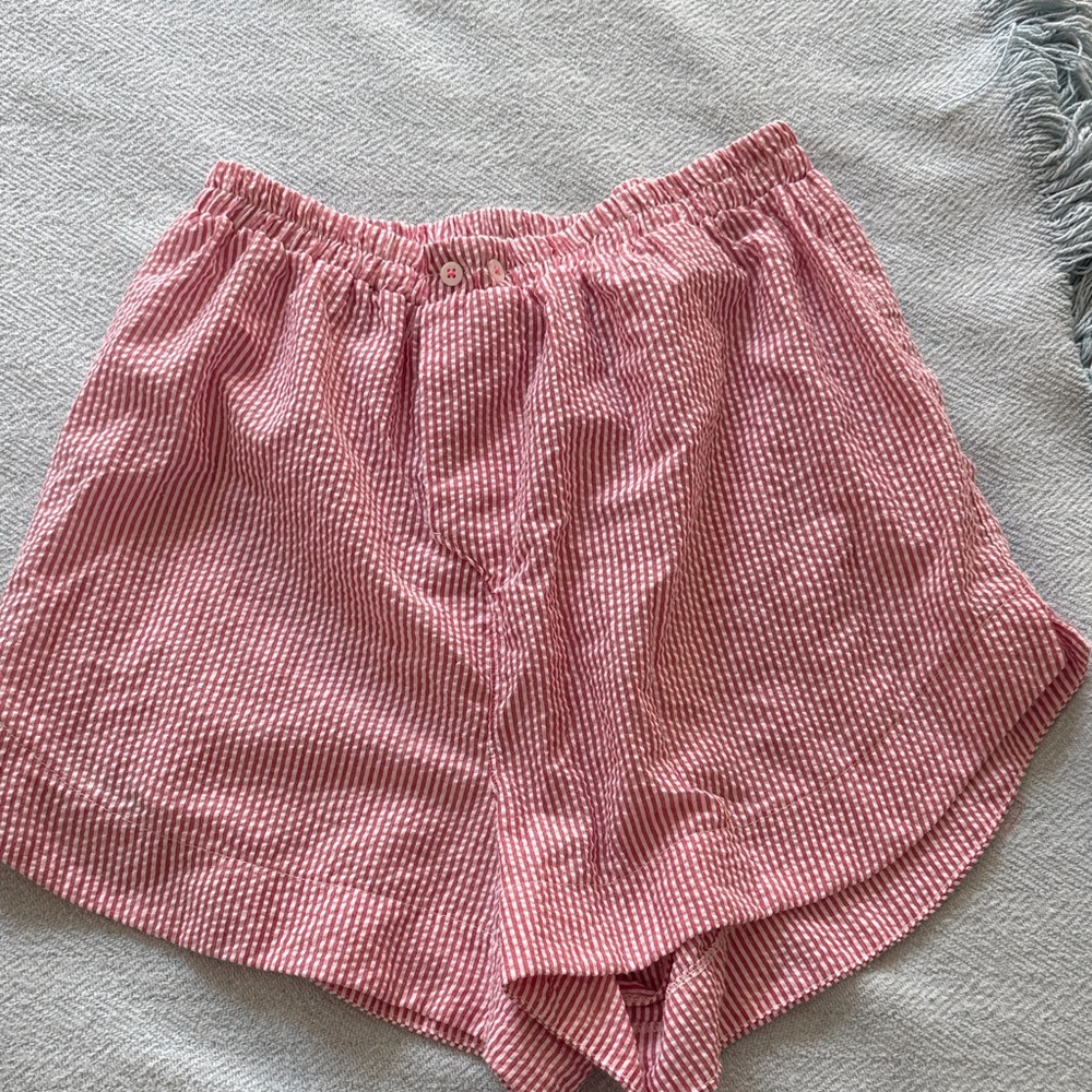 Free People Xs Pink/red Gingham Shorts